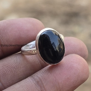 Handgjord ring i svart onyx 925 sterlingsilver: Boho Fidget-smycken