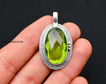 Peridot Pendant, 925 Sterling Silver Pendant, Beautiful Pendant, Neck Jewelry, Handmade Women Pendant, Bohemian Pendant, Anniversary Pendant