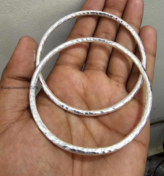 Silver Bangle ,925 Sterling Silver Handmade Plain Shiny