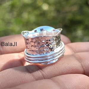 Fidget Spinner Ring, 925 Sterling Silver Ring, Gift For Her, Meditation Ring, Anxiety Ring, Handmade Rings For Women, Handmade Ring,  B163
