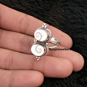 925 sterlingsilver, Shiva öga snäckskal ädelstensring, oval ring, handgjorda kvinnosmycken, designerring, trendig ringpresent till fru bild 7