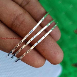 Set med 3 hamrade armband i 925 sterlingsilver: Handgjorda bohemiska smycken