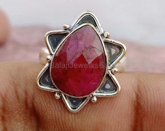 Rubin Edelstein Ring, 925 Sterling Silber Ring, Angst Ring, Statement Ring, handgemachte Ring für Frauen, Fidget Ring, beliebte Boho Ring,