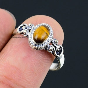 Tigerauge Edelstein Ring, 925 Sterling Silber, Statement Ring, handgemachter Ring, zierliche Ring, Fidget Ring, Ringe für Frauen, Geschenk ihr Ring,