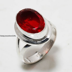 Oval Shape Ring, 925 Sterling Silver, Birthstone Ring, Red Garnet Gemstone, Handmade Ring, Woman Gift, Stylish Ring, Fashion Ring, Love Gift