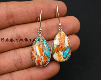 Orecchini Oyster in rame e turchese: gioielli boho in argento sterling 925