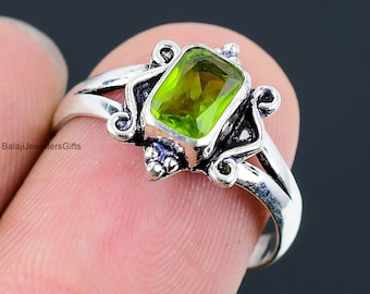 Peridot Gemstone Ring: Handmade 925 Sterling Silver Statement Ring