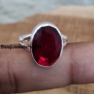 Solid 925 Sterling Silver Ring, Handmade Ring, Brides Ring, Garnet Gemstone Ring, Anxiety Ring, Perfect Ring, Dainty Ring, Women Ring, B1185