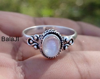 Anello in pietra di luna naturale, argento sterling 925, anello di dichiarazione, anello Fidget, anello fatto a mano, anello per donne, regalo di anniversario, regalo per lei,B411