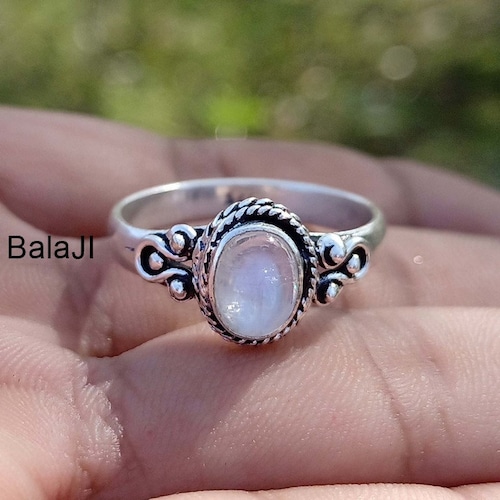 Handmade Moonstone 925 Sterling Silver Ring: Boho Statement Jewelry