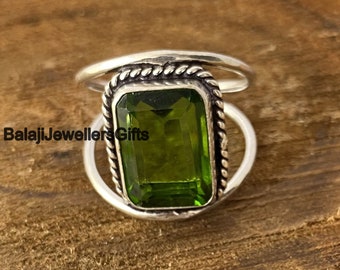 Peridot Gemstone Ring, Statement Ring, 925 Sterling Silver Ring, Handmade Ring, Women Ring, Minimalist Ring, Beautiful Gift Ring, Boho Ring