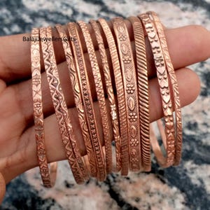 Handmade Pure Copper Bangle Set, Boho Jewelry, Wedding Gift