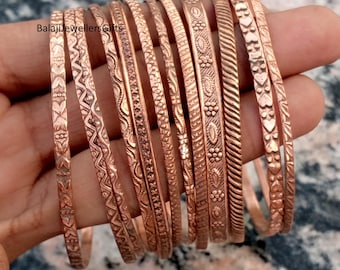 Set di bracciali rigidi in rame puro fatti a mano, gioielli boho, regalo di nozze