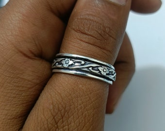 Massiver Spinnerring aus 925er Sterlingsilber, handgefertigter Daumenring, Meditationsring, Boho-Ring, Angstring, perfekter Geschenkring für Sie, Frauenring