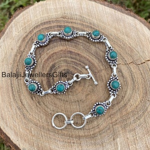 Turquoise Gemstone Bracelet, 925 Sterling Silver Bracelet, Gemstone Bracelet, Popular Gemstone Bracelet, Handmade Silver Jewelry,   B962