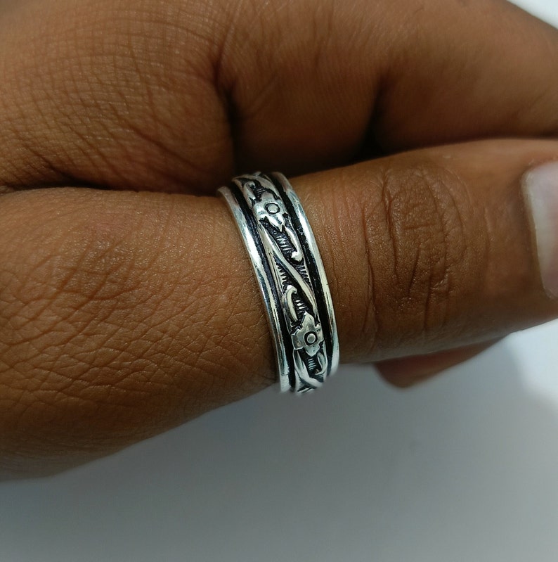 Solide 925 Sterling zilveren spinnerring, handgemaakte duimring, meditatiering, Boho-ring, angstring, perfecte cadeauring voor haar, vrouwenring afbeelding 3