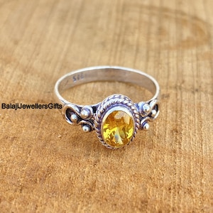 Citrine Gemstone Ring, 925 Sterling Silver, Meditation Ring, Promise Ring, Anxiety Ring, Dainty Ring, Woman’s Ring, Gift Her Ring,  B1471