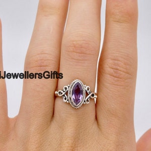 Amethyst Gemstone Ring, 925 Sterling Silver Ring, Handmade Ring, Meditation Ring, Thumb Ring, Dainty Ring, Women Ring, Gift For Her  B1102