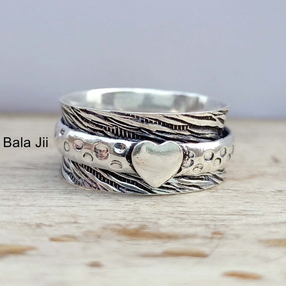 Bague en argent massif 925 pierre cœur rouge - Montres & Bijoux