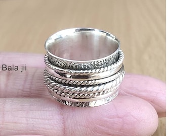 925 Sterling silver, spinner Ring, Handmade Ring, meditation Ring, Classic Ring, Boho Ring, Statement Ring, Women’s Ring Gift for Her   B236