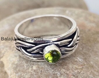 Peridot Ring Silver, 925 Sterling Silver Ring, Spinner Ring, Handmade Ring, Meditation Ring, Popular Ring, Woman Ring, Gift For Her, B841