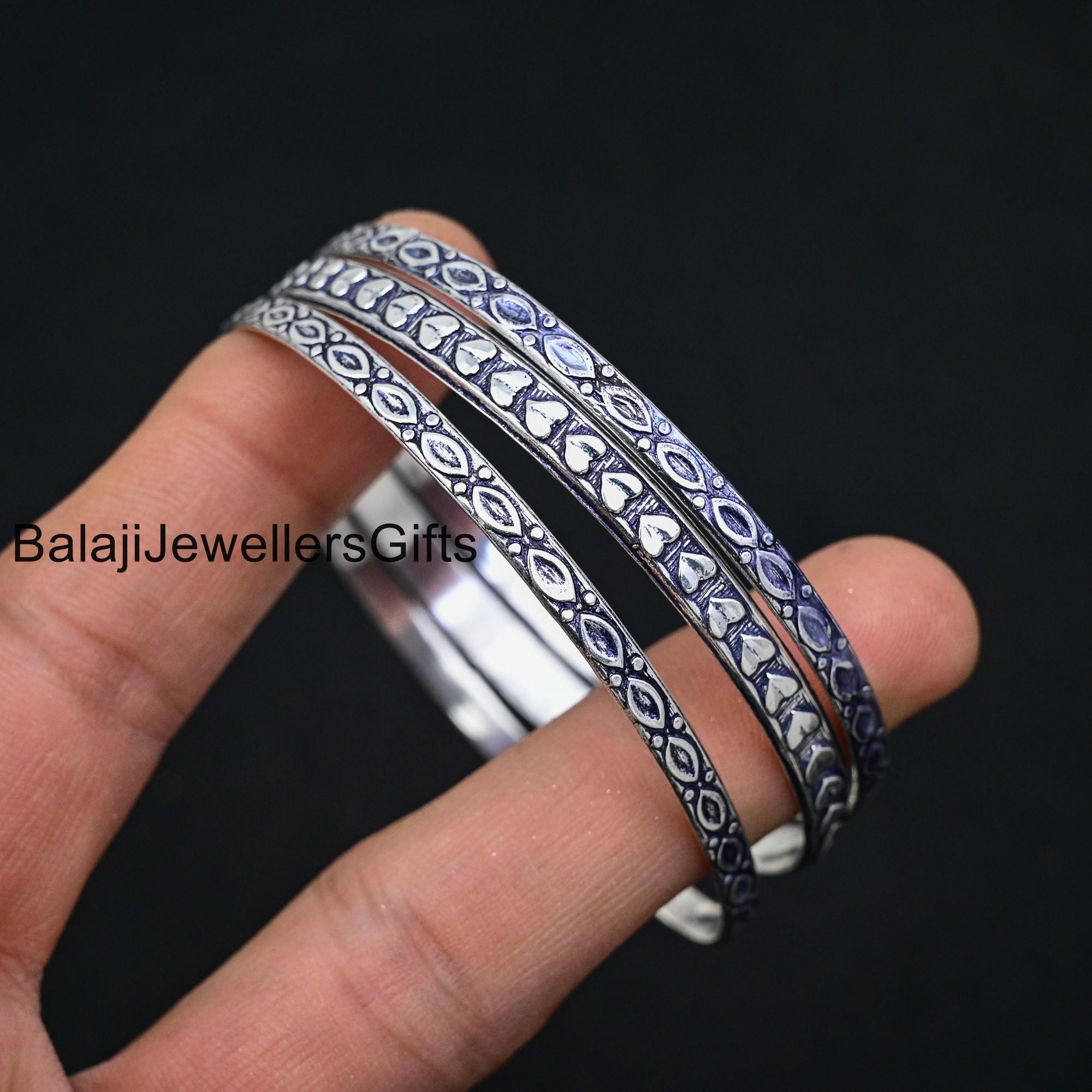 Set of 3 Bangles, 925 Sterling Silver, Beautiful Bangle Set Set of 3 Bangles, 925 Sterling Silver, Beautiful Bangle Set