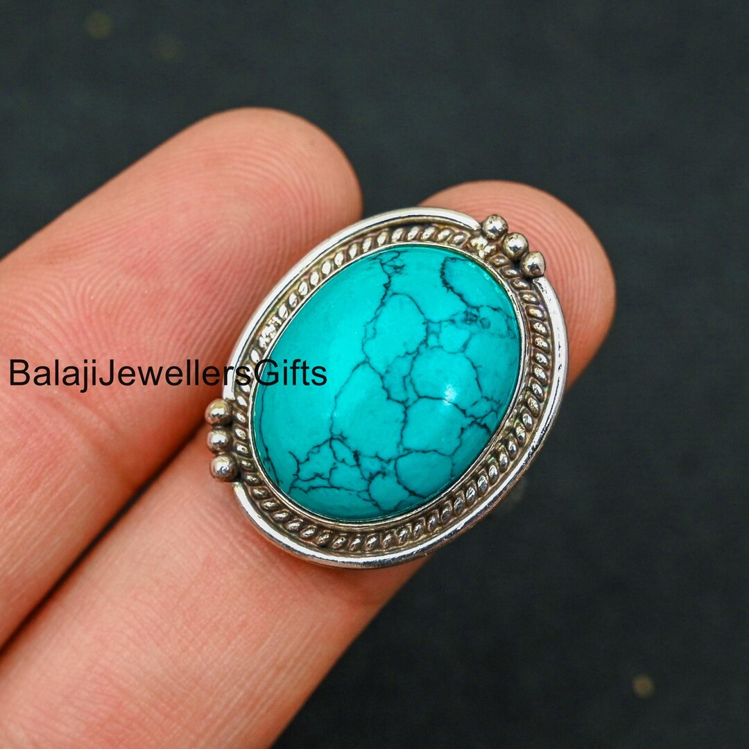 Turquoise Gemstone Ring, 925 Sterling Silver Ring, Handmade Ring ...