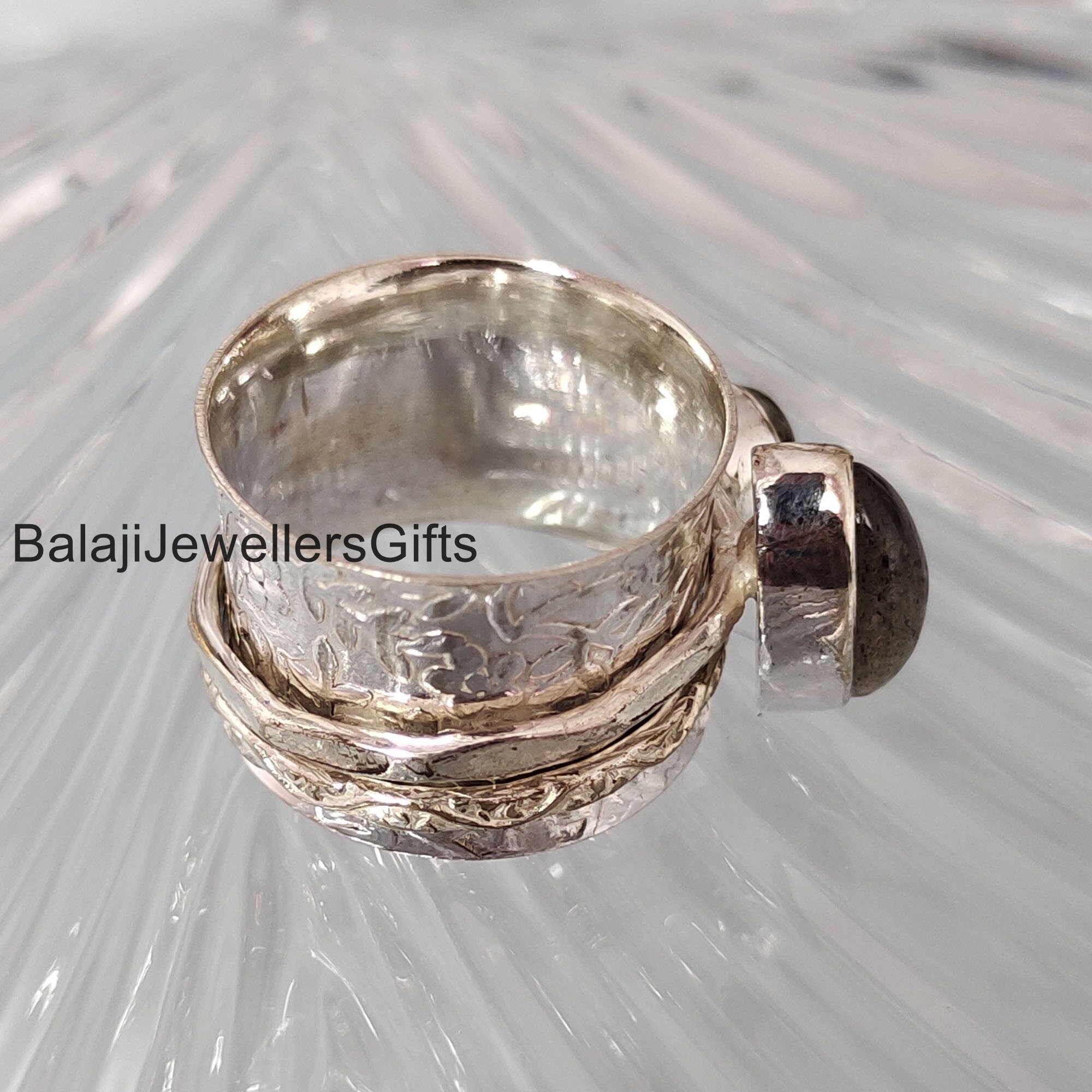 Double Labradorite Gemstone Ring, 925 Sterling Silver Ring