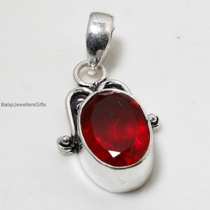 Garnet Pendant 925 Sterling Silver Pendant Garnet Gemstone Pendant Jewelry Handmade Garnet Jewelry Gift For Her Mother Pendant For Necklace