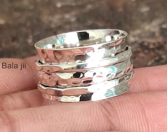 Three Tone Spinner Ring, 925 Sterling Silver, Meditation Spinner Ring, Anxiety Ring, Handmade Ring For Women’s, Perfect Gift For Ring,  B137