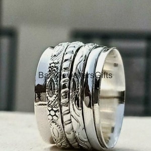 Four Tone Spinner Ring, 925 Sterling Silver, Meditation Spinner Ring, Statement Ring, Handmade Ring For Women Ring, Gift For Her Ring   B370