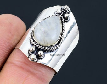 Natural Moonstone Ring, Wind Band, 925 Sterling Silver, Popular Ring, Statement Ring, Handmade Ring For Woman’s,  Anniversary Gift Her Ring,