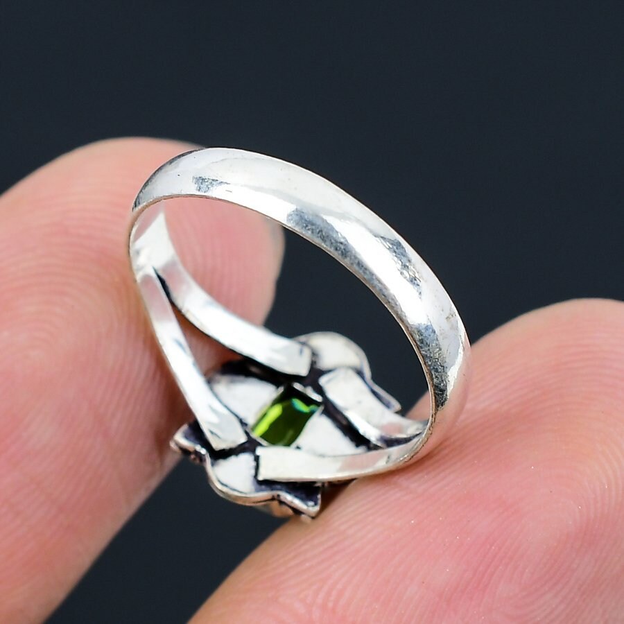 Anello In Argento 925 Con Peridoto (topazio Verde) – Pietra Naturale, Ovale 5mm – Tutte Le Taglie – Nuovo Senza Confezione
