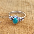 Handmade Oval Turquoise Ring: 925 Sterling Silver Statement Ring