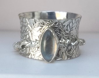Bague en pierre de lune naturelle, bague en argent sterling 925, bague toupie, bague de méditation, bague populaire, bijoux faits main pour femme, bague bohème anxiété