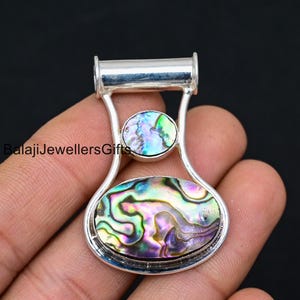 Abalone-snäckshänge i sterlingsilver: Handgjorda bohemiska smycken