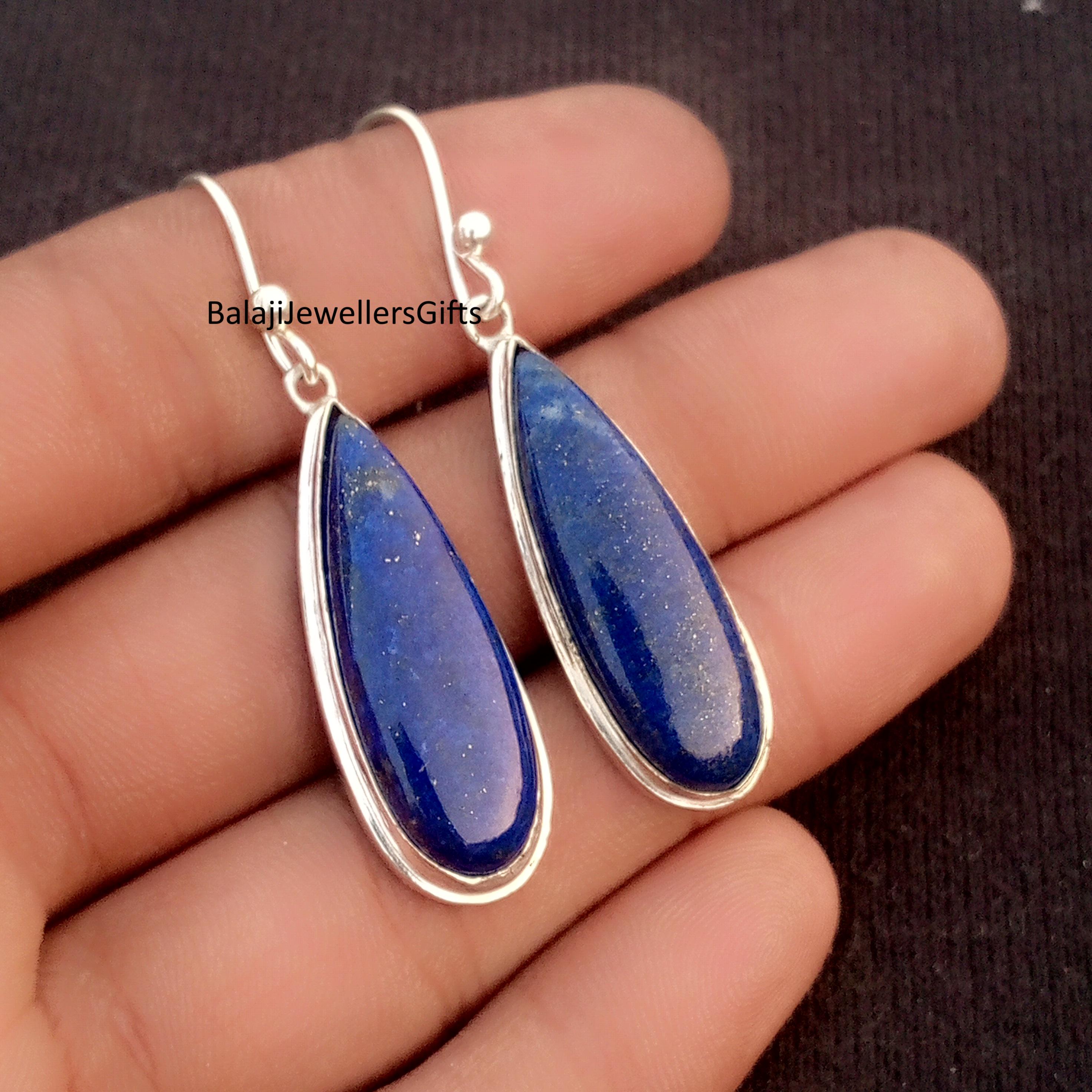 Orecchini in argento Sterling 925 con pietra portafortuna ovale, per donne, orecchini pendenti con pietra portafortuna, gioielli di compleanno per donne e ragazze, Metallo, Zirconia cubica