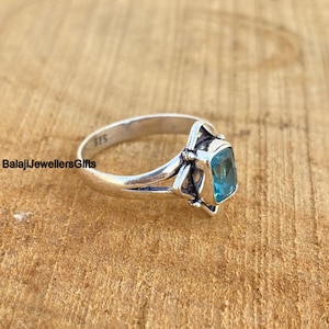 Handmade Blue Topaz Sterling Silver Ring, Bohemian Jewelry