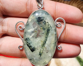 Prehnite Pendant, Gemstone Handmade Pendant, 925 Sterling Silver, Wedding Pendant, Beautiful Pendant, Gift For Her, For Women Gift Pendant,