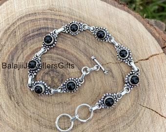 Handmade Black Onyx Bracelet: 925 Sterling Silver Gemstone Jewelry