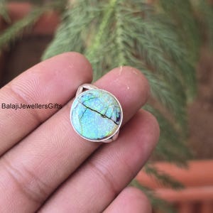 Natural Monarch Opal Ring, 925 Sterling Silver Ring, Round Handmade Ring, Monarch Opal Gemstone Ring, Engagement Gift Ring, Beautiful Gift