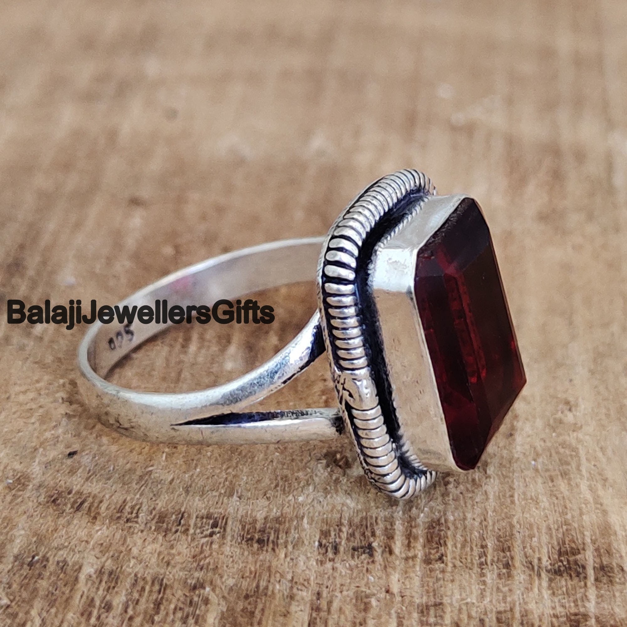 Garnet Ring Solid 925 Sterling Silver Anxiety Ring Handmade Ring mpn b04899