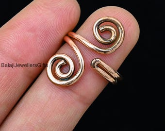 Anillo de cobre puro, anillo de cobre en espiral, joyería artesanal, anillo envolvente, anillo de alambre ancho, anillo para la artritis, regalo de aniversario