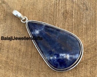 Lapis Lazuli Gemstone 925 Sterling Silver, Pendant For Women, Handmade Gemstone, Pendant For Wedding Anniversary Gift, Popular Pendant,B1050