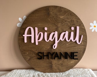 Wood Round Name Sign, Newborn Name Sign, Wooden Name Sign, Round Name Sign, Baby Name Sign, New Baby Gift, Wood Name Sign, Custom Name Sign