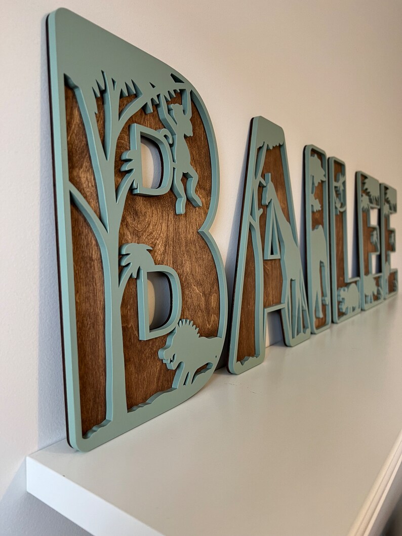 Jungle Nursery Decor, Safari Nursery Letters, Safari Animals Custom