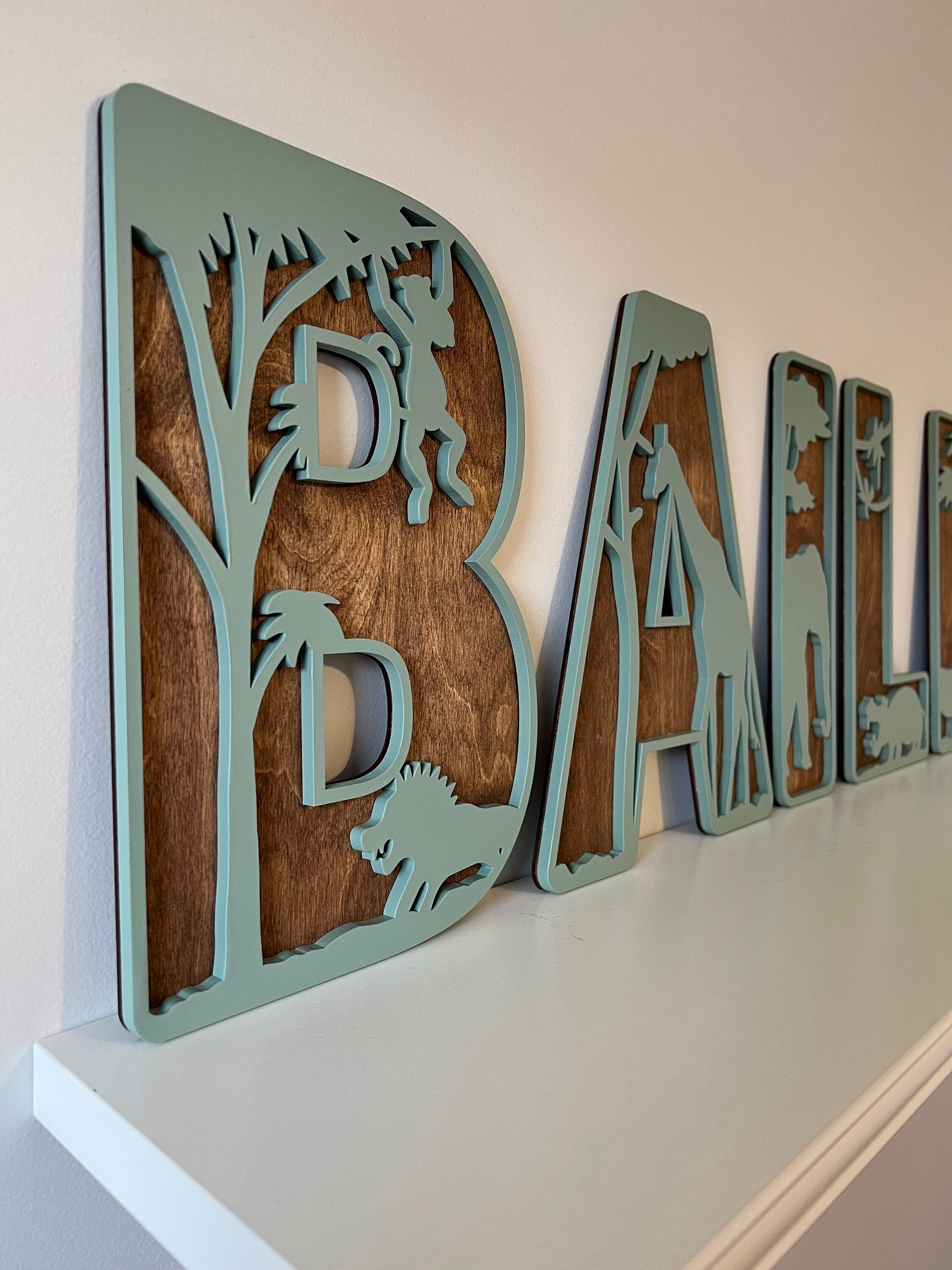 Jungle Nursery Decor, Safari Nursery Letters, Safari Animals Custom