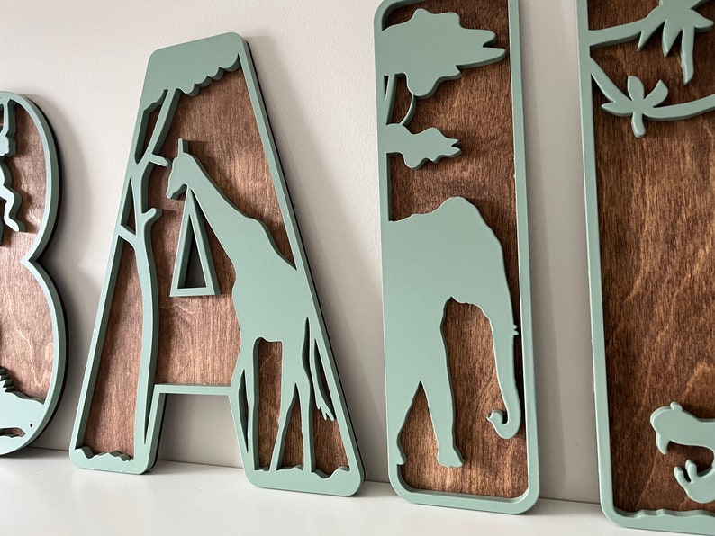 Jungle Nursery Decor, Safari Nursery Letters, Safari Animals Custom