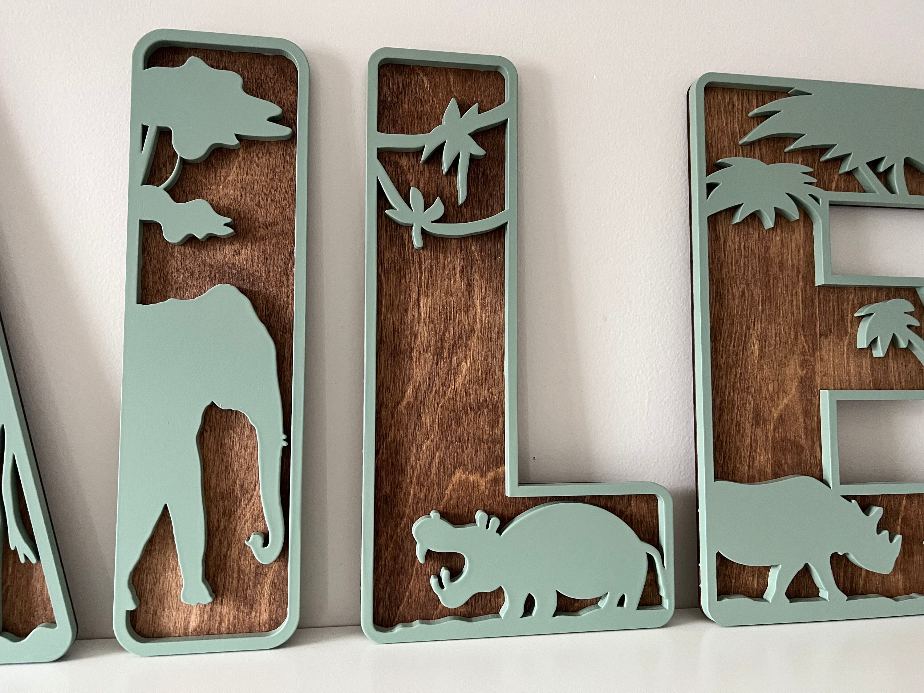 Jungle Nursery Decor, Safari Nursery Letters, Safari Animals Custom
