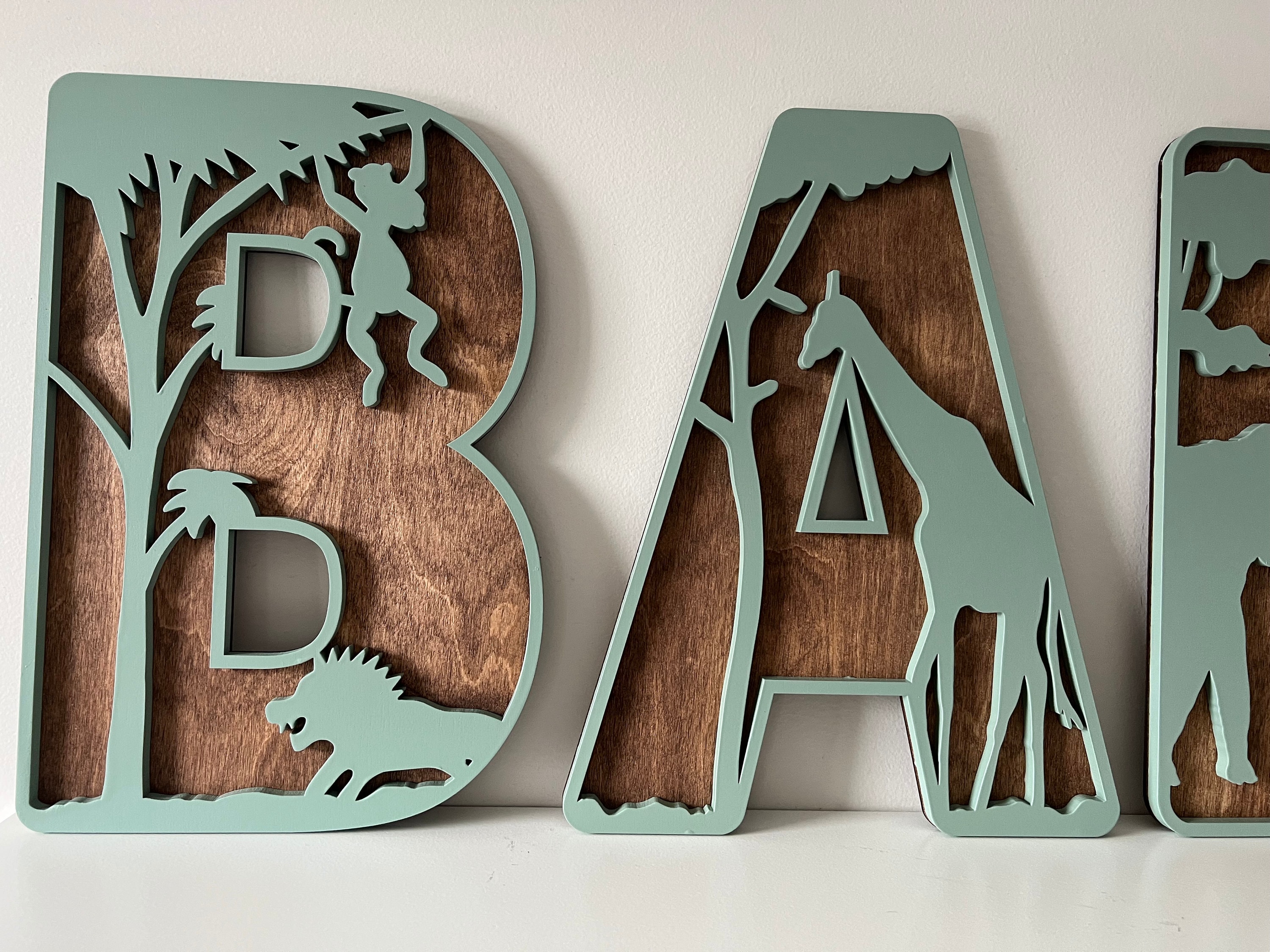 Jungle Nursery Decor, Safari Nursery Letters, Safari Animals Custom